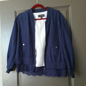 Laundry by Shelli Segal Casual Lace-Trim Bomber Jacket